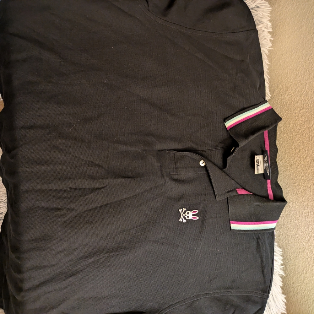Psycho Bunny Black Polo with Pink Accents